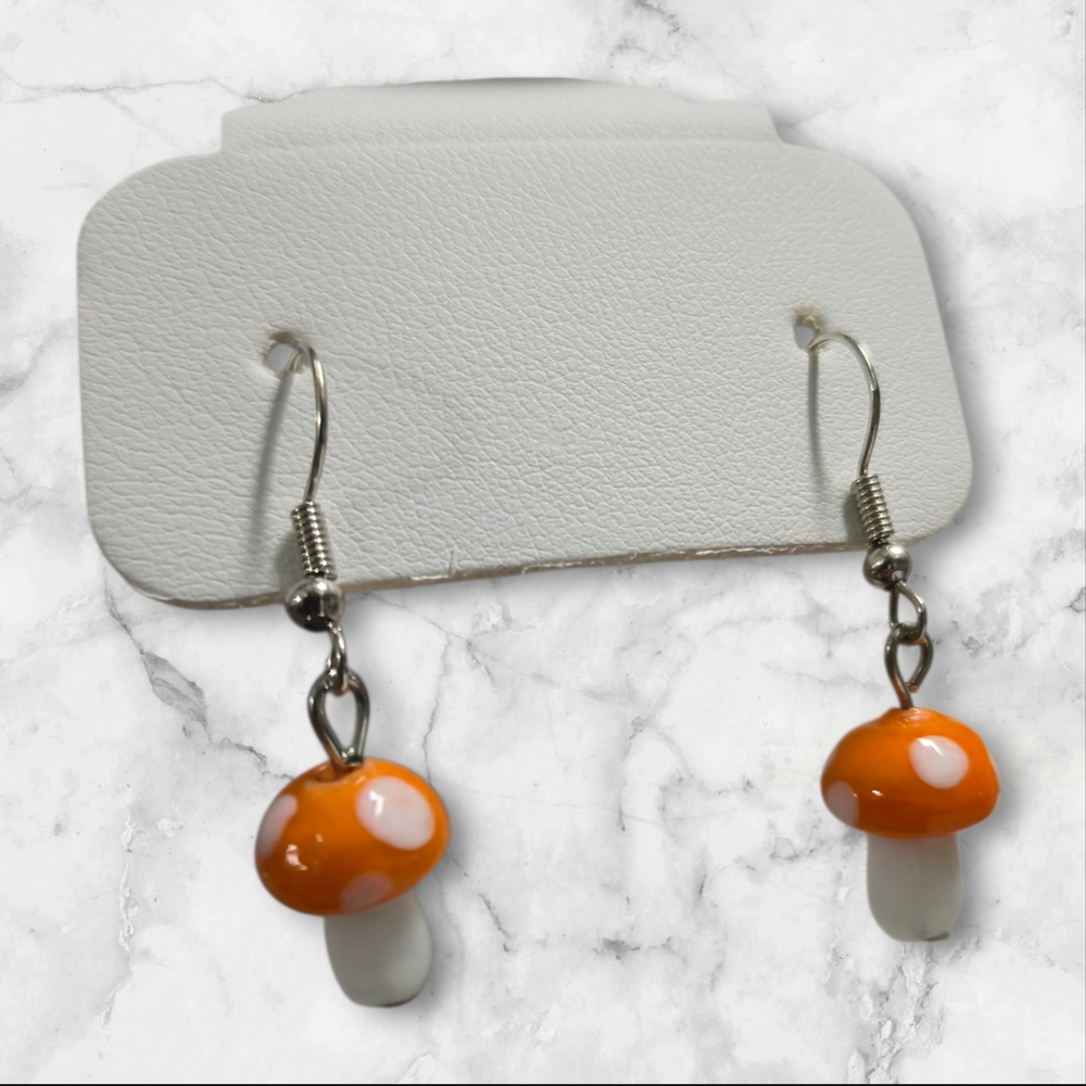 Orange Mushroom Earrings